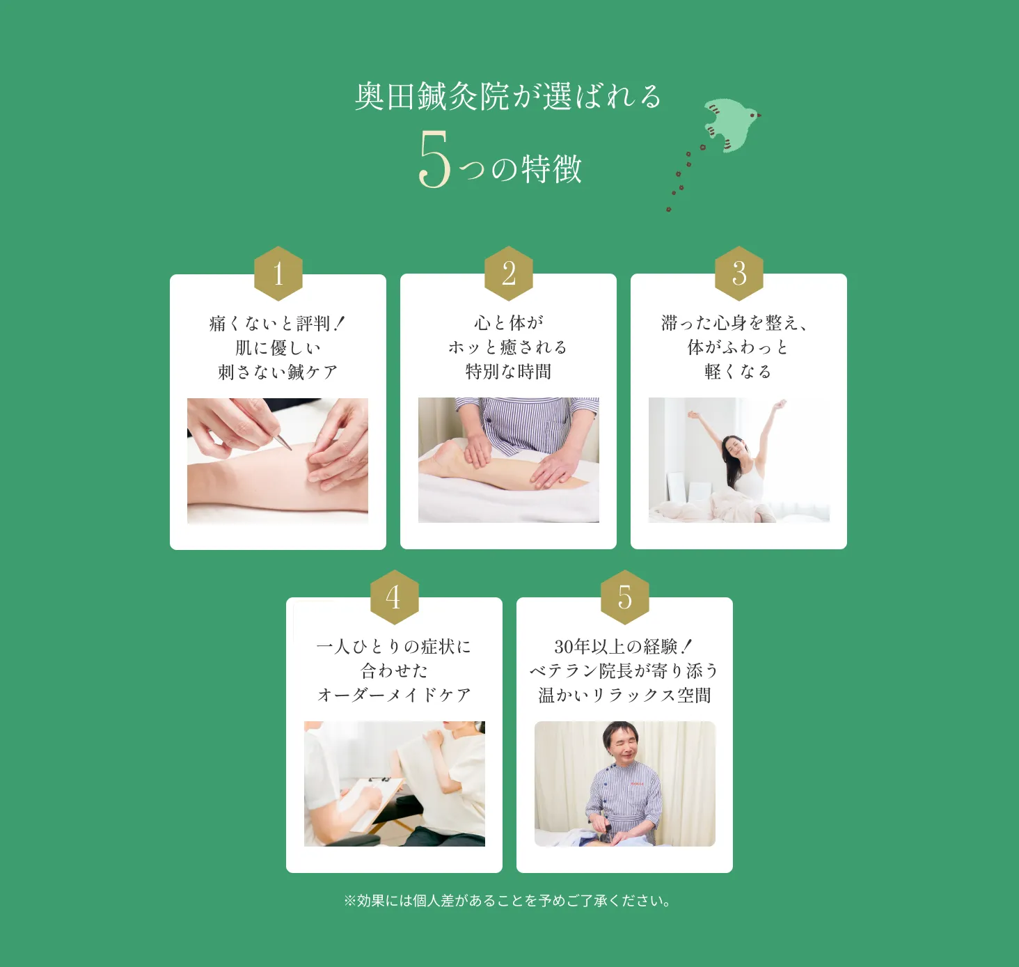 奥田鍼灸院が選ばれる5つの特徴